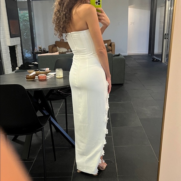 Sau Lee White Florence Floral-Appliquéd Column Gown (REVOLVE) (bride, bridal) - Picture 3 of 6